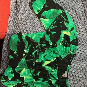 Green and Black Leaf Print blouse